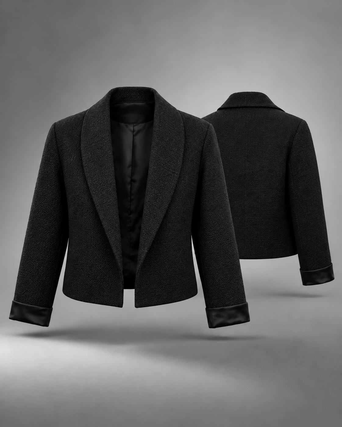 The Essential Black Jacket — AI design concept, pending approval