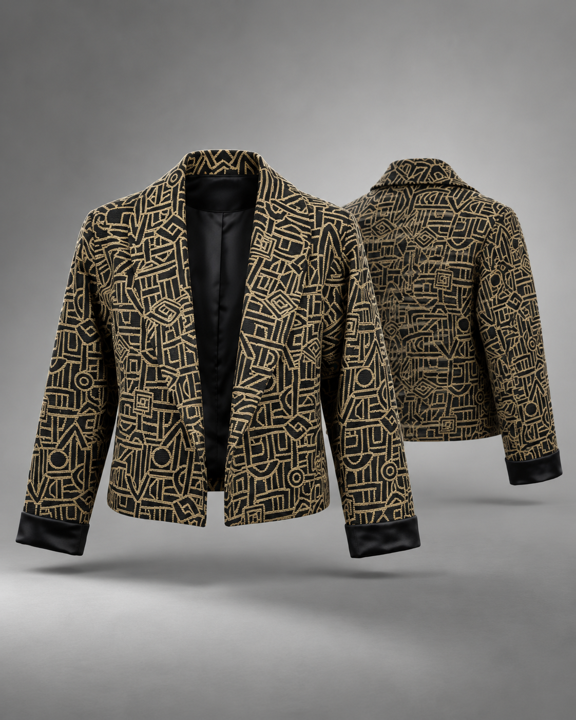Geometric Statement Jacket in Black & Gold