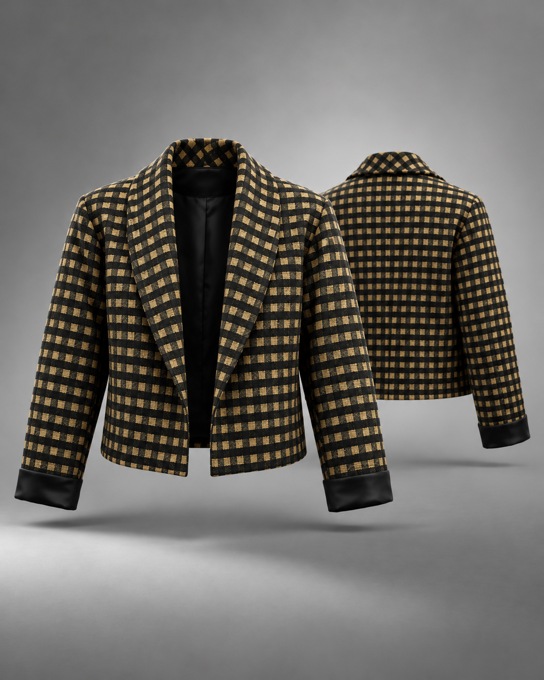 Gold Check Jacket in Black & Gold